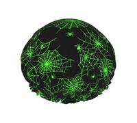 Happy Halloween Spieder Webs Pattern Reusable Shower Cap Bath Cap Double Waterproof Layers Bathing Hat