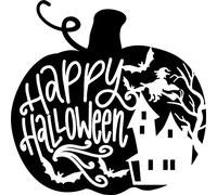 Happy Halloween Spooky Pumpkin Vinyl Decal Sticker for Car/Window/Wall (Orange Gloss)