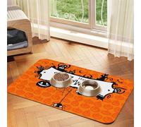 Happy Halloween Spooky Spider Dog Food Mat for Floors Absorbent,Quick Dry Cat Pet Feeding Placemats with Non Slip Rubber for Dog Food and Water Bowl