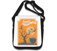 Happy Halloween Spooky Witch Cauldron Holiday Card Graphic Shoulder Bag White