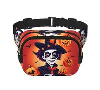 Happy Halloween Square Double-Layer Waist Bag Mini Adjustable Waist Belt Bag Exercise Running Travel Hiking, Black, One Size