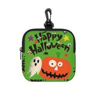 Happy Halloween Square Zipper Pouch with All-Over Print,Waterproof Small Organizer Bag, Lightweight Durable for Coins,Cards, Keys for Travel Daily Use