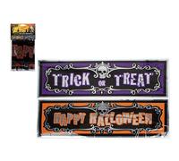 "Happy Halloween" & "Trick or Treat" Assorted Foil Metallic Banners (3 ft.) Pack of 2 - Festive & Vibrant Halloween Decor, Perfect for Haunted House, Scary Movie Nights, & More