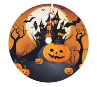 Happy-Halloween-Vector 1 Print Festive Xmas Tree Skirt Christmas Mat Decor For Home Office And Party Supplies