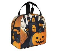 Happy-Halloween-Vector 1 Print Foldable Insulated Lunch Bag Meals Snacks Beverages Boys Girls Teenagers Picnics