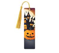 Happy-Halloween-Vector 1 Print Wooden Bookmarks with Tassel, Book Mark for Book Lovers Page Markers Reading Gifts