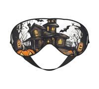 Happy-Halloween-Vector Print Eye Mask,Soft Blackout Blindfold Eye Cover for Women Men Full Night's Sleep,Travel