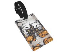 Happy-Halloween-Vector Print Interesting Luggage Tags Travel Luggage Tags for Men and Women for Luggage Identification