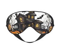 Happy-Halloween-Vector Print Silk Sleep Eye Mask Soft Eye Cover with Adjustable Strap Comfortable for Travel Office Nap