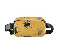 Happy Halloween Web Spiders Yellow Fashionable Waist Pack Crossbody Bag for Women Men Water Resistant Crossbody Passport Bag with Adjustable Strap for Travel Gym Work