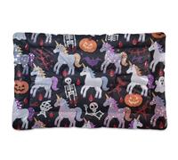 Happy Halloween White unicorns Washable Dog Bed Mat Soft Comfortable Anti-Slip Bottom Pet Bed for Large Jumbo Medium Small Dogs 36" x 24"
