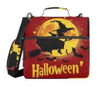 Happy Halloween Witch 3 Rings 1.5 inch Zip Up Binder with Handle Multi-Pocket School Supplies Organizer for School/Office