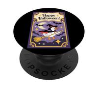 Happy Halloween Witch Duck Flying Broomstick PopSockets Adhesive PopGrip