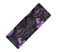 Happy Halloween Witch Hat Black printed travel yoga mats Thick 1 mm for gym non slip, with bag for carrying tapete para ejercicio 71x26 inches