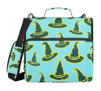 Happy Halloween Witch Hat Blue 3 Rings 1.5 inch School Zipper Binder with Shoulder Strap & Handle Easy to Carry Document Organizer Bag for School and Office