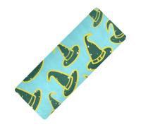 Happy Halloween Witch Hat Blue printed foldable yoga mat Thick 1 mm for outdoor non slip, with yoga mat bag tapete para ejercicio 71x26 inches