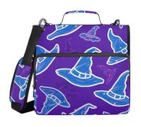 Happy Halloween Witch Hat Purple 3 Rings 1.5 inch Organizer Binder with Strap Easy to Carry Zippered Portfolio for Middle Student