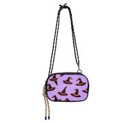 Happy Halloween Witch Hat Purple Crossbody Camera Bag Women Trendy with Adjustable Strap Cell Phone Bag Have a meal bolsa de mano para mujer