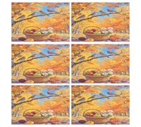 Happy Halloween Witch Hat Purple placemats for Dining Table Cloth Kids Washable placemats Plate placemat Toddler Indoor 12" x 18" Set of 6 Heat&Stain Resistant