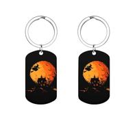 Happy Halloween Witch Metal Keychain Printed Key Tags Personalized Key Labels with Ring Unique Gifts