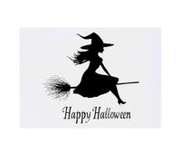 'Happy Halloween Witch on Broom' Temporary Tattoo - Water Resistant, Skin-Safe, Non-Toxic Transfer (TO00077913)