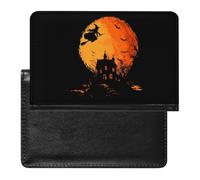 Happy Halloween Witch Passport Holder Cover Wallet Travel Leather Passport Case for Women Men