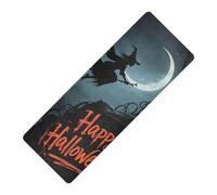 Happy Halloween Wizard Black printed yoga mat foldable Thick 1 mm for exercise non slip, with Yoga mat cover tapete para ejercicio 71x26 inches