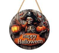 Happy Halloween Wooden Sign - Scary Porch Hanging Ornament, Rustic Yard Wall Display | White Ghost Pumpkin Festival Decoration, Haunted House Party Board for WindowKitchen Fireplace with Seasonal The