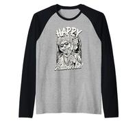 Happy Halloween Zombie Priest Horror Retro Raglan Baseball Tee
