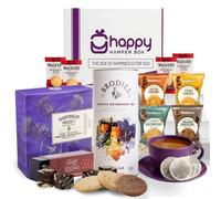 Happy Hamper Box - Afternoon Tea Hamper Gift Set includes Edinburgh Tea, Fudge, Shortbread, Assorted Biscuits | Luxury Hamper Gifts for Women Men, Couples, Birthday, Anniversary, Thank You