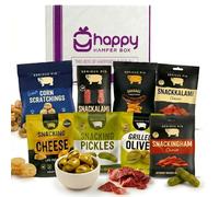 Happy Hamper Box Savoury Snack Hamper, 8 Packs Pub Treats, Serious Pig Selection with Cheese Bites, Salami, Snacking Pickles, Grilled Olives, Crisps, Gourmet Food Gift for Him, Fathers Day, Birthdays