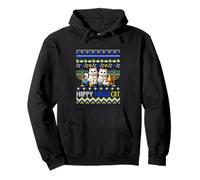 Happy Hanukcat Hanukkah Sweater Two Cute Cats Menorah Jewish Pullover Hoodie