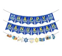 Happy Hanukkah Banner, Chanukah Letter Menorah Pattern Banner Festival of Lights Jewish New Year Decoration for Hanukkah Party Decoration Supply