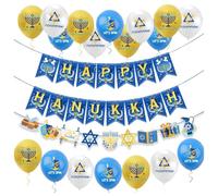 Happy Hanukkah Banner Kits Banners for Decorations Flags Balloons and Ribbons for Hanukkah Lighting Party Decorations Home Party Supplies Celebrate Cherish the Eyes Adult