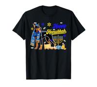 Happy Hanukkah Dobermann Costume Jewish Menorah Dreidel T-Shirt