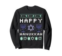 Happy Hanukkah Hanukkah Sweatshirt, Adult Unisex, Black, Medium