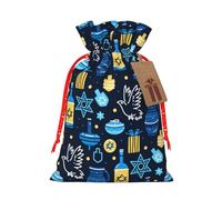 Happy Hanukkah Jewish Chanukah Holiday Christmas Drawstring Gift Bags Reusable Xmas Presents Storage Bags Party Favorstags 4.7 * 6.9ins