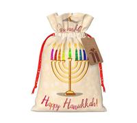 Happy Hanukkah Jewish Chanukah Holiday Christmas Drawstring Gift Bags Reusable Xmas Presents Storage Bags Party Favorstags 4.7 * 6.9inm