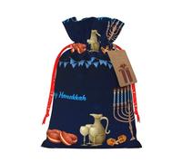 Happy Hanukkah Jewish Chanukah Holiday Christmas Drawstring Gift Bags Reusable Xmas Presents Storage Bags Party Favorstags 4.7 * 6.9inm