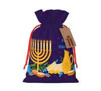 Happy Hanukkah Jewish Chanukah Holiday Christmas Drawstring Gift Bags Reusable Xmas Presents Storage Bags Party Favorstags 4.7 * 6.9inm