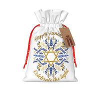 Happy Hanukkah Jewish Chanukah Holiday Christmas Drawstring Gift Bags Reusable Xmas Presents Storage Bags Party Favorstags 4.7 * 6.9inm