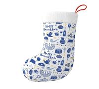 Happy Hanukkah Jewish Chanukah Holiday Christmas Stockings Xmas Hanging Stocking Socks Holiday Decor For Christmas Tree Fireplace Party