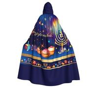 Happy Hanukkah Jewish Chanukah Holiday Halloween Witch Cloak Unisex Hooded Cloak For Festive Party Costume