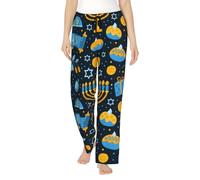 Happy Hanukkah Jewish Chanukah Holiday Women'S Pajama Pants Straight Leg Lounge Pants Pj With Pockets