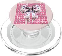 Happy Hanukkah Jewish Menorah Girl Coquette Bow Pink PopSockets PopGrip for MagSafe