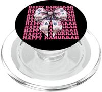 Happy Hanukkah Jewish Menorah Girl Coquette Bow Pink PopSockets PopGrip for MagSafe