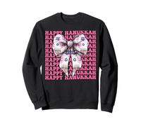 Happy Hanukkah Jewish Menorah Girl Coquette Bow Pink Sweatshirt