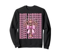 Happy Hanukkah Jewish Menorah Girl Coquette Bow Pink Sweatshirt