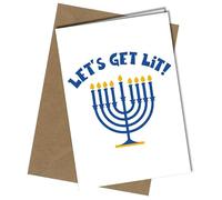 HAPPY HANUKKAH - LETS GET LIT - A5 HANUKKAH CARD | Envelope Included | Blank Inside | Unique Design | Personalised Free of Charge
