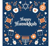 Happy Hanukkah Pack of 5 Greeting Cards 150mm x 150mm Square - Including Envelopes - GC833SQPCK5